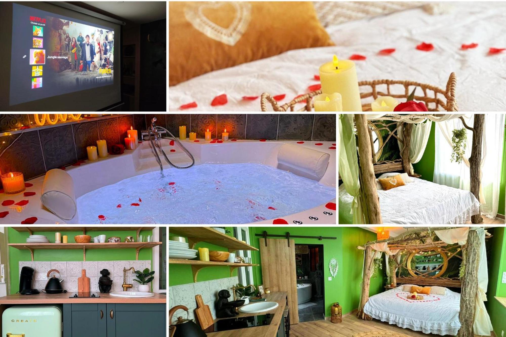 La Jungle Insolite, Spa, Ecran Cinema, Lit A Baldaquin King Size, Day Use, 10 Min Centre Apartment *